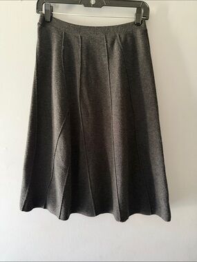 Eileen Fisher Charcoal Gray A-Line Knit Skirt  100% Merino Wool XS